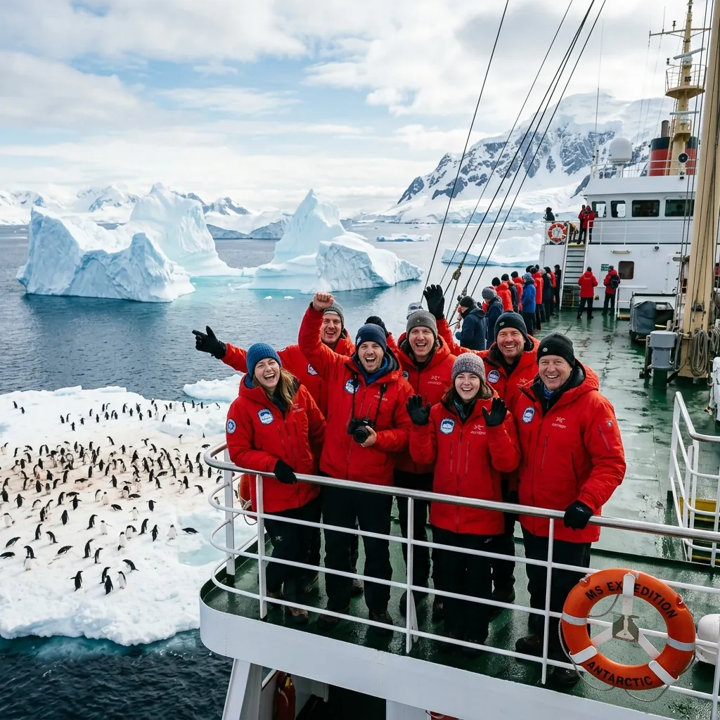 Beautiful Antarctica icebergs and ocean view